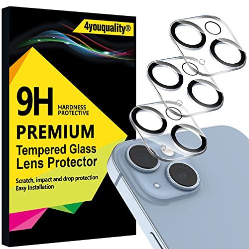 4youquality Kamera-Objektivschutz für iPhone 14 (6,1 Zoll) & iPhone 14 Plus (6,7 Zoll), 9H gehärtetes Glas, lebenslange Unterstützung, hüllenfreundlich, kratzfest, beeinträchtigt keine Nachtaufnahmen, von 4youquality