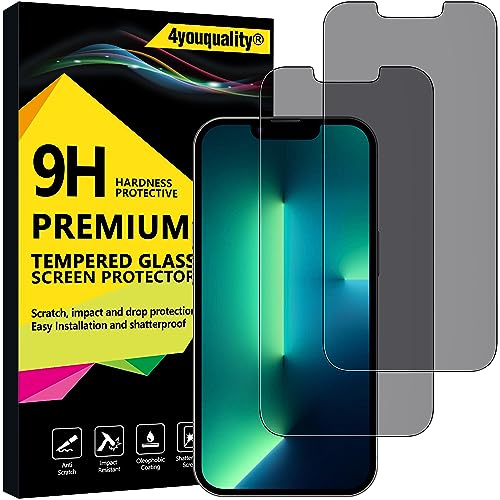 4youquality Privacy Displayschutzfolie für iPhone 16e, iPhone 14, iPhone 13 & 13 Pro (6,1 Zoll), Anti-Spionage-Hartglasfolie, 2 Stück, [LifetimeSupport] [Anti-Spionage][Schlagfest] [Anti-Kratzen] von 4youquality