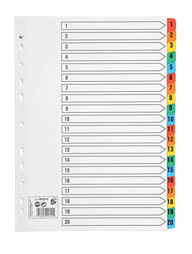 5 Star Index 230 Mikron mit farbigen Mylarreitern 1-20 A4 weiß von 5 STAR