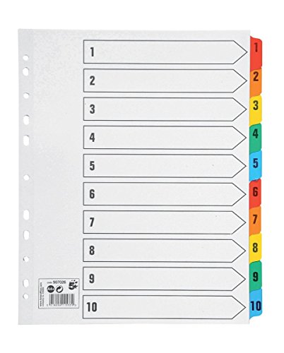 5 Star Maxi Index Extrabreite 230 Mikron-Karte mit Farbige Mylar-Reiter 1–10 A4 weiß von 5 STAR