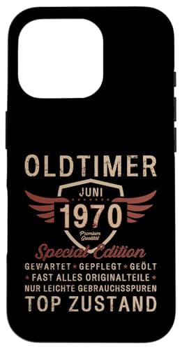 55. Geburtstag Geschenk Oldtimer Juni Jahrgang 1970 Hülle für iPhone 16 Pro von 55. Geburtstag Original Oldtimer Jahrgang 1970