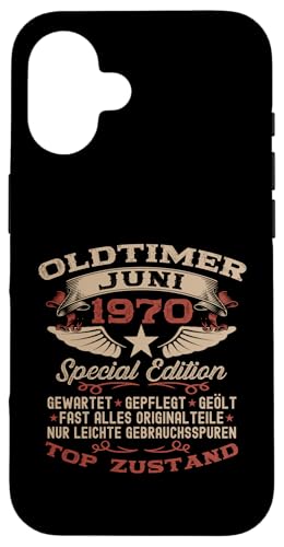 55. Geburtstag Geschenk Oldtimer Juni Jahrgang 1970 Hülle für iPhone 16 von 55. Geburtstag Original Oldtimer Jahrgang 1970
