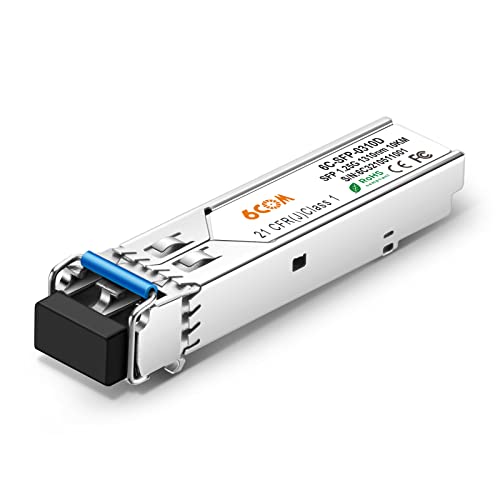 6COMGIGA Gigabit SFP Transceiver, 1000BASE-LX Modul kompatibel für Cisco GLC-LH-SMD, Ubiquiti, Netgear, D-Link, Supermicro, Mikrotik (DDM, 1310 nm, 10 km) von 6COM