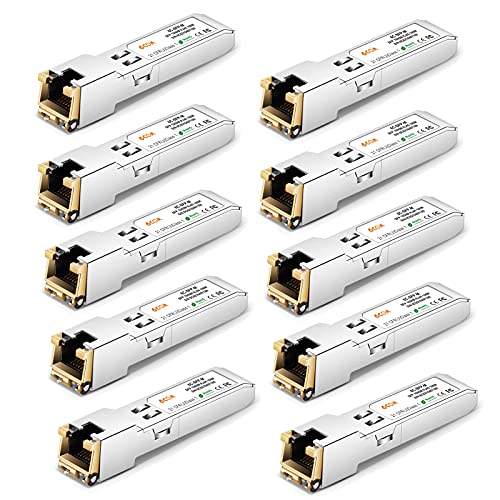 6COMGIGA 1,25 G SFP-T Transceiver, 1000Base-T RJ45 Kupfermodul SFP, für Cisco GLC-T/SFP-GE-T, Ubiquiti, Netgear, D-Link, Supermicro, TP-Link, Meraki, bis zu 100 m [10 Stück] von 6COMGIGA