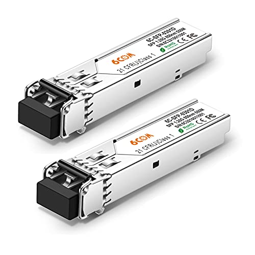 6COMGIGA 1,25G SFP Transceiver, 1000Base-SX Gigabit SFP Modul, 850nm LC Multi-Mode-Modul, kompatibel mit Cisco GLC-SX-MMD, Ubiquiti, Netgear, D-Link, Supermicro, Mikrotik, bis zu 550M [2 Pack] von 6COMGIGA