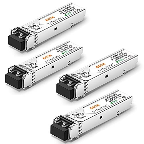 6COMGIGA 1,25G SFP Transceiver, 1000Base-SX Gigabit SFP Modul, 850nm LC Multi-Mode-Modul, kompatibel mit Cisco GLC-SX-MMD, Ubiquiti, Netgear, D-Link, Supermicro, Mikrotik, bis zu 550M [4 Pack] von 6COMGIGA