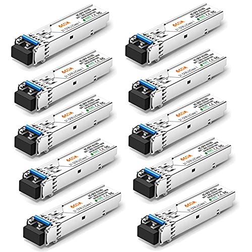 6COMGIGA 1.25G SFP Transceiver 1000BASE-LX Modul, 1310nm SMF, bis zu 10km, kompatibel mit Cisco GLC-LH-SMD, Ubiquiti, Netgear, D-Link, Supermicro, Mikrotik [10 Pack] von 6COMGIGA