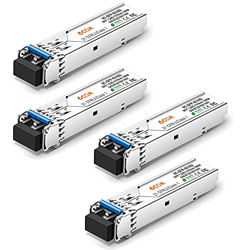 6COMGIGA 1.25G SFP Transceiver 1000BASE-LX Modul, 1310nm SMF, bis zu 10km, kompatibel mit Cisco GLC-LH-SMD, Ubiquiti, Netgear, D-Link, Supermicro, Mikrotik [4 Pack] von 6COMGIGA