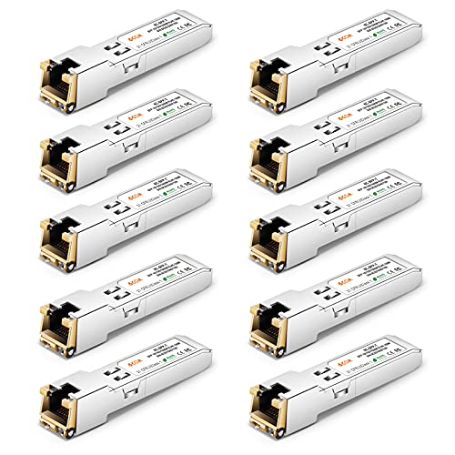 6COMGIGA 10/100/1000BASE-T SFP RJ45 Kupfer, 1,25 G Modul-Transceiver für Cisco GLC-T/SFP-GE-T/GLC-TA, Mikrotik S-RJ01, bis zu 100 m [10 Stück] von 6COMGIGA