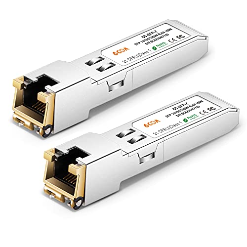 6COMGIGA 10/100/1000BASE-T SFP RJ45 Kupfer, 1,25 G Modul Transceiver für Cisco GLC-T/SFP-GE-T/GLC-TA, Mikrotik S-RJ01, bis zu 100 m [2 Pack] von 6COMGIGA