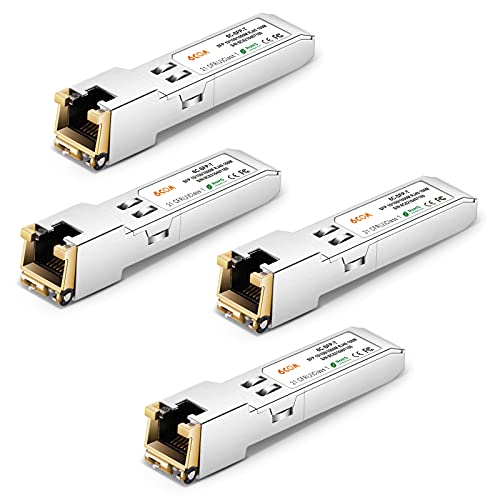 6COMGIGA 10/100/1000BASE-T SFP RJ45 Kupfer, 1,25 G Modul-Transceiver für Cisco GLC-T/SFP-GE-T/GLC-TA, Mikrotik S-RJ01, bis zu 100 m [4 Pack] von 6COMGIGA