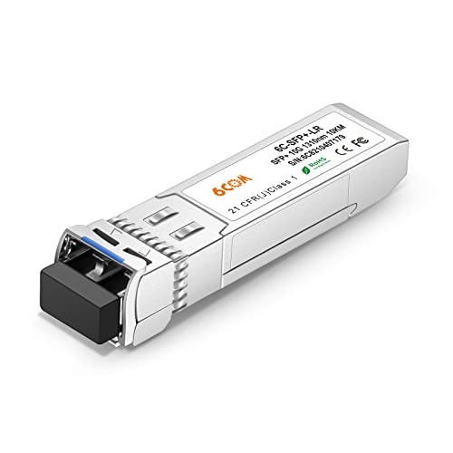 6COMGIGA 10G SFP+ LR Singlemode Modul, 10GBase-LR LC Transceiver für Intel E10GSFPLR, SMF, 1310 nm, 10 km von 6COMGIGA