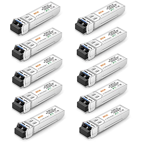 6COMGIGA 10GBase-LR SFP+ Transceiver, 10G LC Single Mode Modul DDM, 1310nm, 10km für Cisco SFP-10G-LR, Meraki MA-SFP-10GB-LR, Ubiquiti UF-SM-10G, Mikrotik, D-Link, Supermicro, Netgear [10er-Pack] von 6COMGIGA