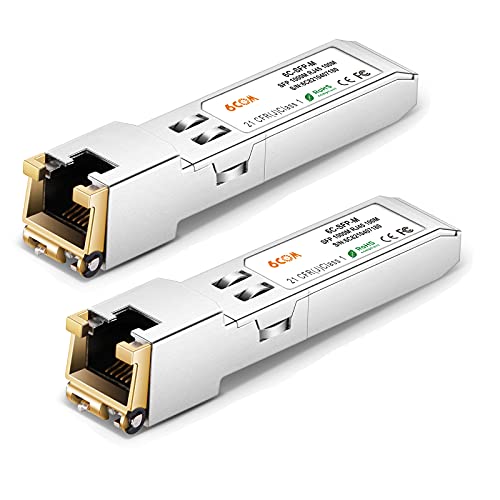 6COMGIGA 2 Pack Gigabit SFP Transceiver, 1000Base-T RJ45 Kupfermodul für Cisco GLC-T, Ubiquiti, Netgear, D-Link, Supermicro, TP-Link, bis zu 100 m von 6COMGIGA