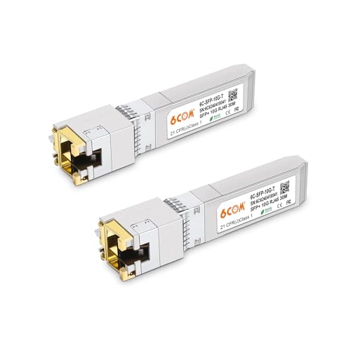 6COMGIGA 2-Stück 10G SFP+ RJ45 Kupfermodul, 10GBase-T SFP+ zu RJ45 Transceiver, CAT6A/CAT7, 30m, Hot-Swappable, Kompatibel mit Cisco SFP-10G-T-S/Ubiquiti UF-RJ45-10G/MikroTik S+RJ10/D-Link 6COMGIGA 2-Stück 10G SFP+ RJ45 Kupfermodul, 10GBase-T SFP+ zu RJ45 Transceiver, CAT6A/CAT7, 30m, Hot-Swappable, Kompatibel mit Cisco SFP-10G-T-S/Ubiquiti UF-RJ45-10G/MikroTik S+RJ10/D-Link von 6COMGIGA