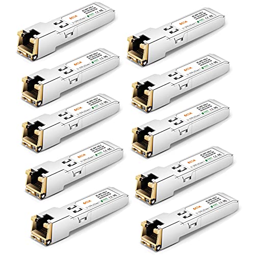 6COMGIGA SFP+ Transceiver, SFP+ RJ45 Kupfermodul für Cisco SFP-10G-T-S, Ubiquiti UF-RJ45-10G, Netgear, D-Link, Supermicro, TP-Link, bis zu 30 m [10 Stück] von 6COMGIGA