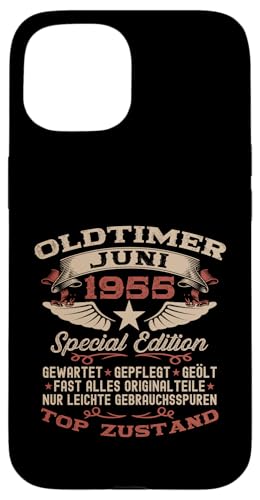 70. Geburtstag Geschenk Oldtimer Juni Jahrgang 1955 Hülle für iPhone 15 von 70. Geburtstag Original Oldtimer Jahrgang 1955