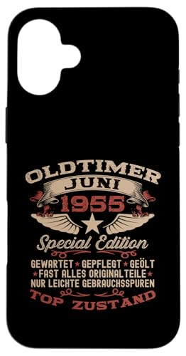 70. Geburtstag Geschenk Oldtimer Juni Jahrgang 1955 Hülle für iPhone 16 Plus von 70. Geburtstag Original Oldtimer Jahrgang 1955