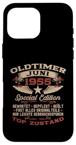 70. Geburtstag Geschenk Oldtimer Juni Jahrgang 1955 Hülle für iPhone 16 Pro Max von 70. Geburtstag Original Oldtimer Jahrgang 1955