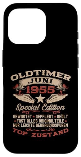 70. Geburtstag Geschenk Oldtimer Juni Jahrgang 1955 Hülle für iPhone 16 Pro von 70. Geburtstag Original Oldtimer Jahrgang 1955