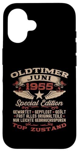 70. Geburtstag Geschenk Oldtimer Juni Jahrgang 1955 Hülle für iPhone 16 von 70. Geburtstag Original Oldtimer Jahrgang 1955