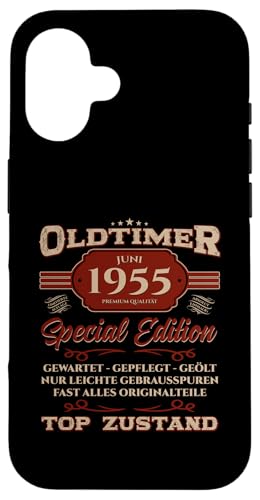 70. Geburtstag Geschenk Oldtimer Juni Jahrgang 1955 Hülle für iPhone 16 von 70. Geburtstag Original Oldtimer Jahrgang 1955