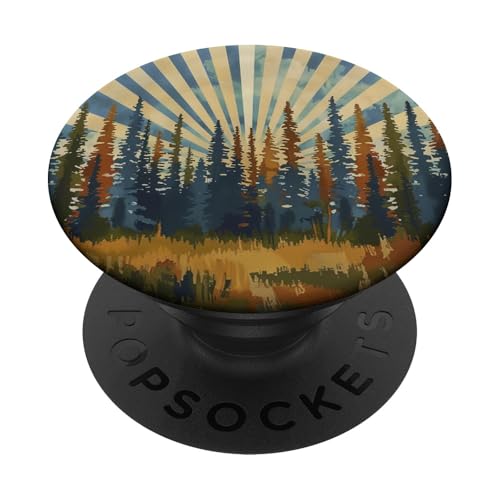 70er Jahre Retro Vintage Sonnenuntergang Wald Kiefer Baum PopSockets Klebender PopGrip 70er Jahre Retro Vintage Sonnenuntergang Wald Kiefer Baum PopSockets Klebender PopGrip von 70S 60S Style Art Accessoires