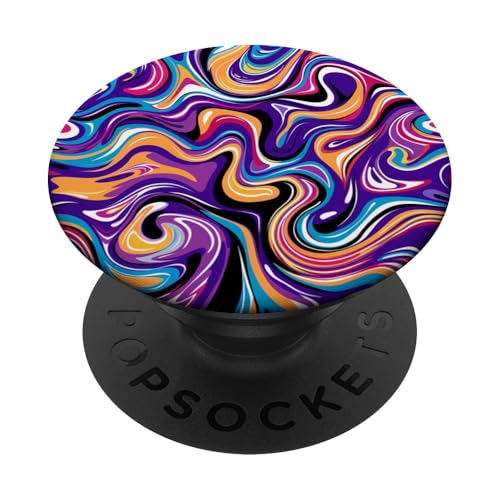 Bunte Retro-Flüssigkeitswirbel, Violett PopSockets Klebender PopGrip Bunte Retro-Flüssigkeitswirbel, Violett PopSockets Klebender PopGrip von 70S 60S Style Art Accessoires