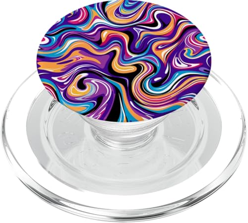 Bunte Retro-Flüssigkeitswirbel, Violett PopSockets PopGrip für MagSafe Bunte Retro-Flüssigkeitswirbel, Violett PopSockets PopGrip für MagSafe von 70S 60S Style Art Accessoires