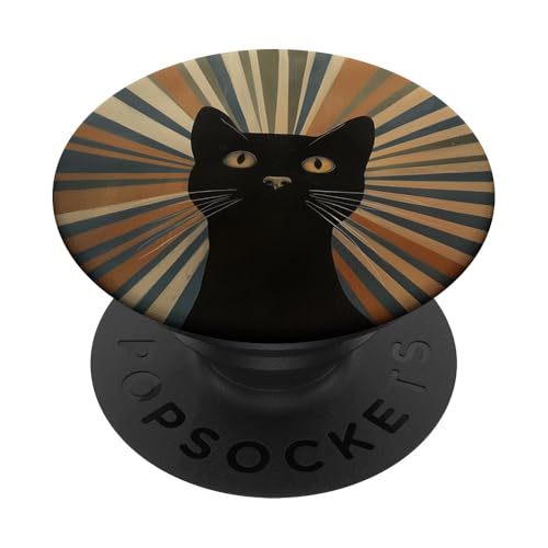 Groovy Retro Katze Sonnenuntergang PopSockets Klebender PopGrip Groovy Retro Katze Sonnenuntergang PopSockets Klebender PopGrip von 70S 60S Style Art Accessoires
