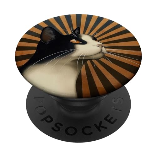 Groovy Retro Swirl Stripes Katze PopSockets Klebender PopGrip Groovy Retro Swirl Stripes Katze PopSockets Klebender PopGrip von 70S 60S Style Art Accessoires
