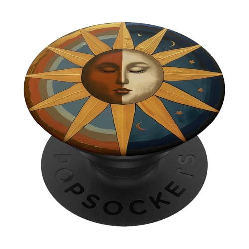 Himmlische Sonne Mond Retro 70er Jahre Vintage PopSockets Klebender PopGrip Himmlische Sonne Mond Retro 70er Jahre Vintage PopSockets Klebender PopGrip von 70S 60S Style Art Accessoires