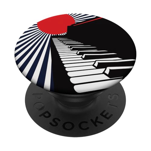 Japanisches Klavier Red Moon Stripes PopSockets Klebender PopGrip Japanisches Klavier Red Moon Stripes PopSockets Klebender PopGrip von 70S 60S Style Art Accessoires