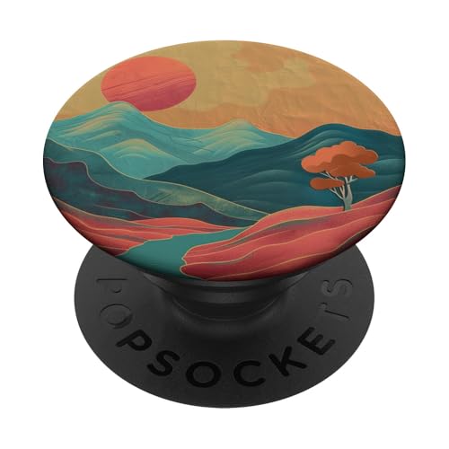 Landschaft Berg Mond Sterne Vintage Stil PopSockets Klebender PopGrip Landschaft Berg Mond Sterne Vintage Stil PopSockets Klebender PopGrip von 70S 60S Style Art Accessoires