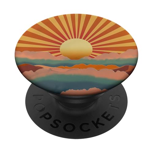 Minimaler Sonnenaufgang, Boho, Retro-Natur, böhmische Ästhetik PopSockets Klebender PopGrip Minimaler Sonnenaufgang, Boho, Retro-Natur, böhmische Ästhetik PopSockets Klebender PopGrip von 70S 60S Style Art Accessoires