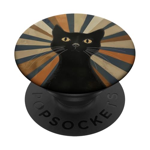 Niedliche Katze Retro Sonnenuntergang PopSockets Klebender PopGrip Niedliche Katze Retro Sonnenuntergang PopSockets Klebender PopGrip von 70S 60S Style Art Accessoires