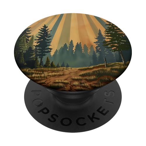 Pinienbäume Retro Vintage Sonnenuntergang PopSockets Klebender PopGrip Pinienbäume Retro Vintage Sonnenuntergang PopSockets Klebender PopGrip von 70S 60S Style Art Accessoires
