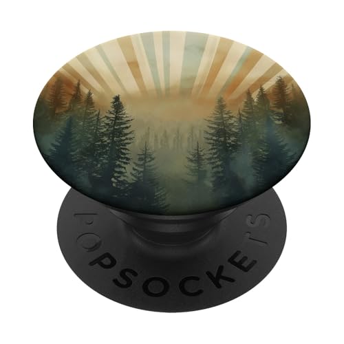 Pinienbäume Retro Vintage Sonnenuntergang PopSockets Klebender PopGrip Pinienbäume Retro Vintage Sonnenuntergang PopSockets Klebender PopGrip von 70S 60S Style Art Accessoires