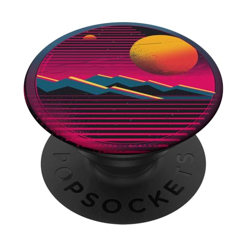 Retro 70er Jahre Vintage Sonnenuntergang Mountain Pink PopSockets Klebender PopGrip Retro 70er Jahre Vintage Sonnenuntergang Mountain Pink PopSockets Klebender PopGrip von 70S 60S Style Art Accessoires