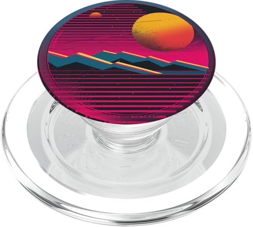 Retro 70er Jahre Vintage Sonnenuntergang Mountain Pink PopSockets PopGrip für MagSafe von 70S 60S Style Art Accessoires