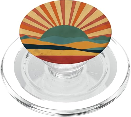 Retro-Bergsonnenuntergang und rot-gelber Himmel PopSockets PopGrip für MagSafe Retro-Bergsonnenuntergang und rot-gelber Himmel PopSockets PopGrip für MagSafe von 70S 60S Style Art Accessoires