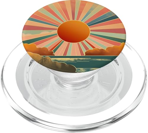Retro-Sonne mit Bergen und Wolken PopSockets PopGrip für MagSafe Retro-Sonne mit Bergen und Wolken PopSockets PopGrip für MagSafe von 70S 60S Style Art Accessoires