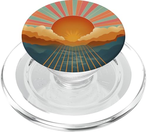 Retro-Sonne mit Bergen und Wolken PopSockets PopGrip für MagSafe Retro-Sonne mit Bergen und Wolken PopSockets PopGrip für MagSafe von 70S 60S Style Art Accessoires
