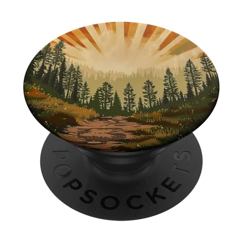 Retro Vintage Sonnenuntergang Kiefer Wald PopSockets Klebender PopGrip Retro Vintage Sonnenuntergang Kiefer Wald PopSockets Klebender PopGrip von 70S 60S Style Art Accessoires