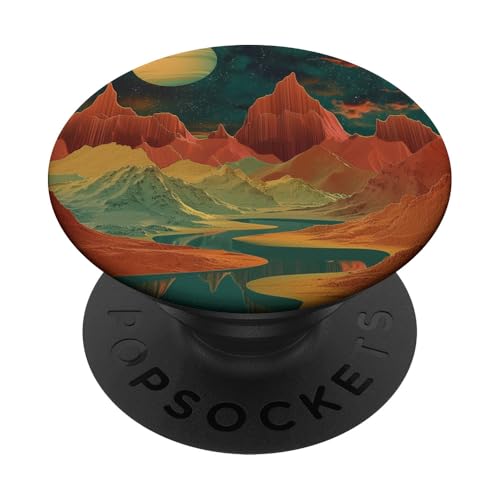 Retro Vintage Sonnenuntergang Landschaft Berg PopSockets Klebender PopGrip Retro Vintage Sonnenuntergang Landschaft Berg PopSockets Klebender PopGrip von 70S 60S Style Art Accessoires