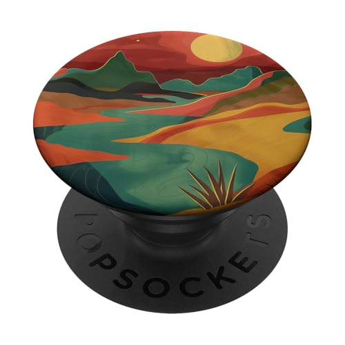 Retro Vintage Sonnenuntergang Landschaft Berg PopSockets Klebender PopGrip Retro Vintage Sonnenuntergang Landschaft Berg PopSockets Klebender PopGrip von 70S 60S Style Art Accessoires