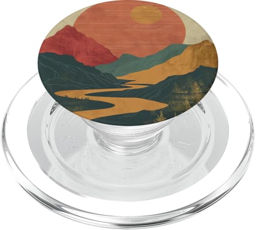 Retro Vintage Sonnenuntergang Landschaft Berg PopSockets PopGrip für MagSafe Retro Vintage Sonnenuntergang Landschaft Berg PopSockets PopGrip für MagSafe von 70S 60S Style Art Accessoires