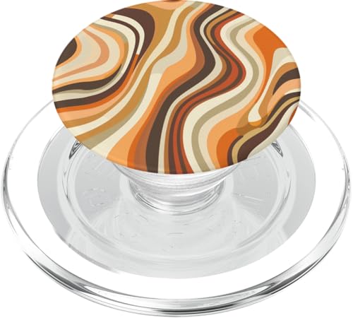 Schwarz Modern Abstrakt Boho Wellenstreifen Braun PopSockets PopGrip für MagSafe Schwarz Modern Abstrakt Boho Wellenstreifen Braun PopSockets PopGrip für MagSafe von 70S 60S Style Art Accessoires