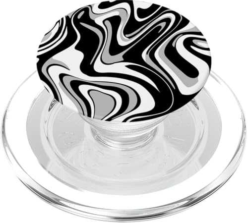 Schwarz Modern Abstrakt Boho Wellenstreifen PopSockets PopGrip für MagSafe Schwarz Modern Abstrakt Boho Wellenstreifen PopSockets PopGrip für MagSafe von 70S 60S Style Art Accessoires