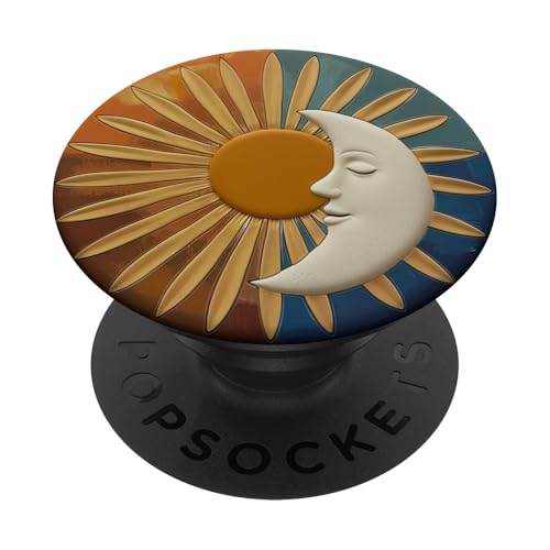 Sonne Mond Retro Sonnenaufgang 70er 60er Jahre PopSockets Klebender PopGrip Sonne Mond Retro Sonnenaufgang 70er 60er Jahre PopSockets Klebender PopGrip von 70S 60S Style Art Accessoires
